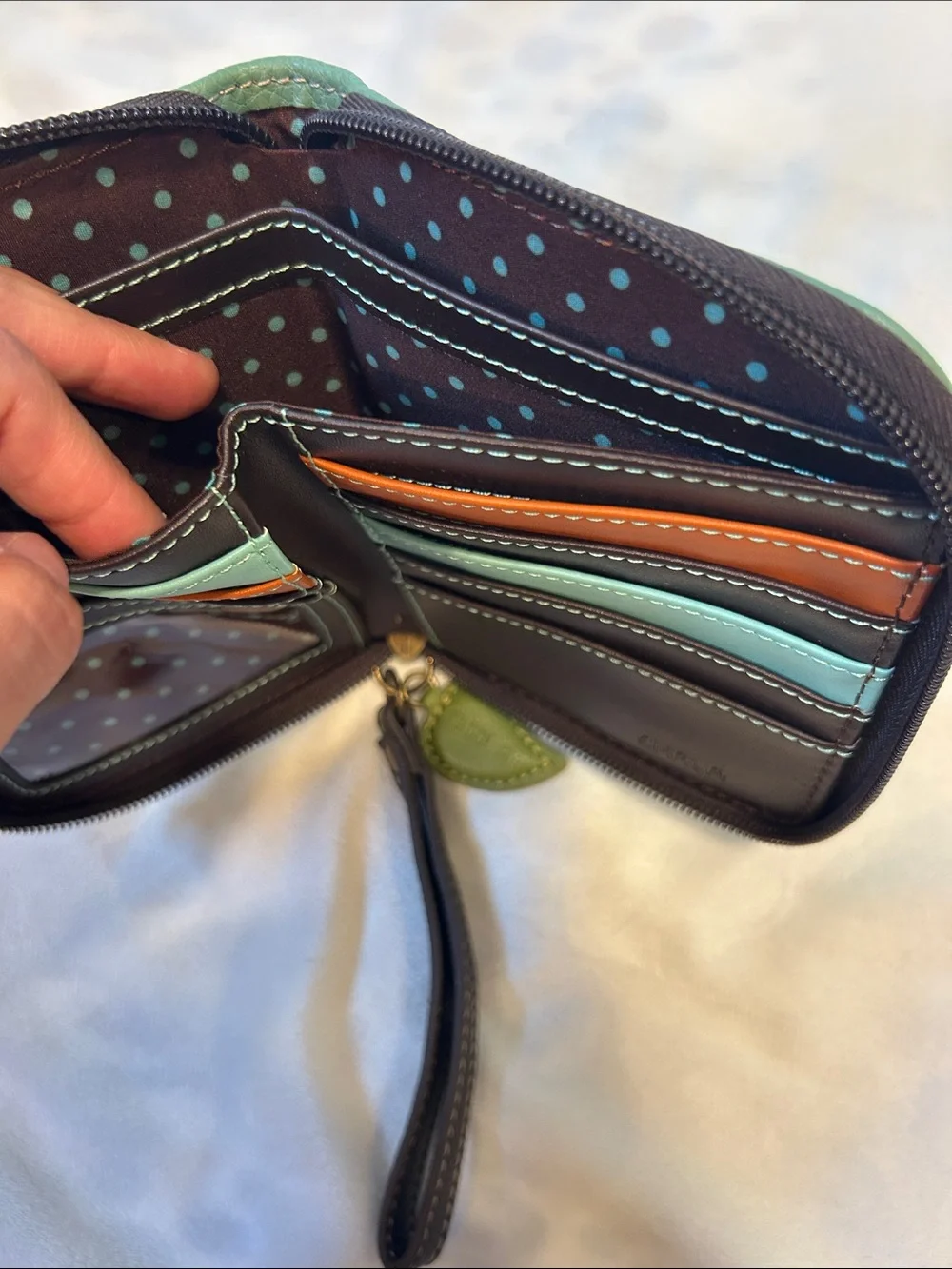 Chala Green Cow Appliqué Wristlet Wallet
